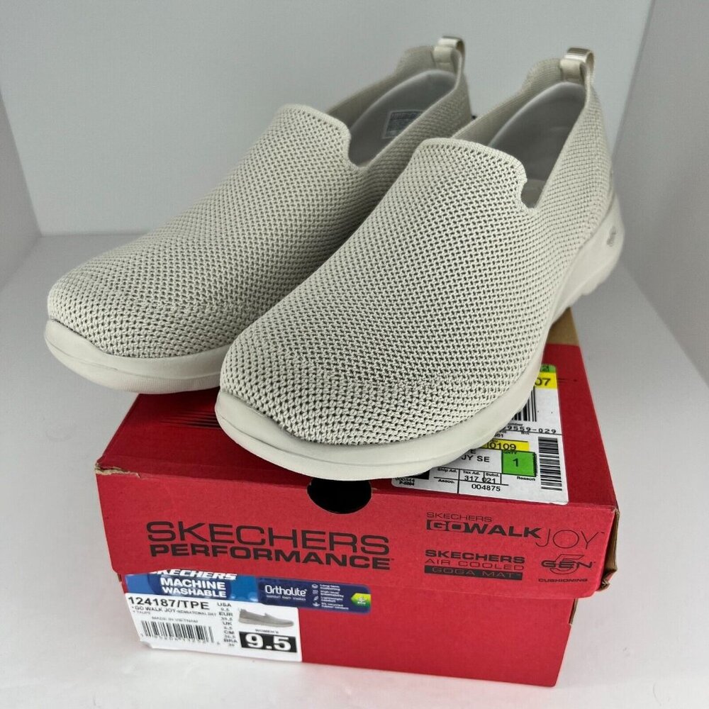 Skechers Womens 124187 Taupe Goga Mat Go Walk Joy Gen 5 Size 9.5 Slip On Shoes - Picture 10 of 10